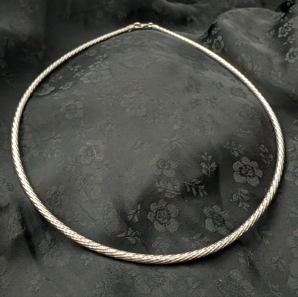 Sparkly Solid Sterling Silver Snake Chain Necklace Milor Italy 16 Inch